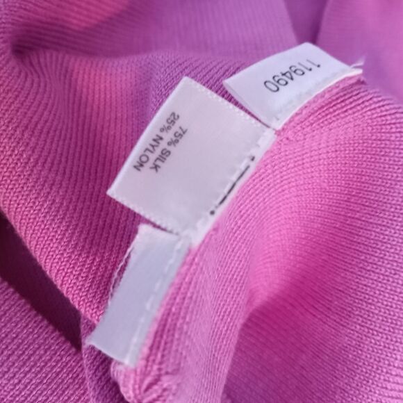 Ann Taylor M Pink Boatneck 3/4 Sleeve Silk Blend Women's Sweater - Picture 4 of 5